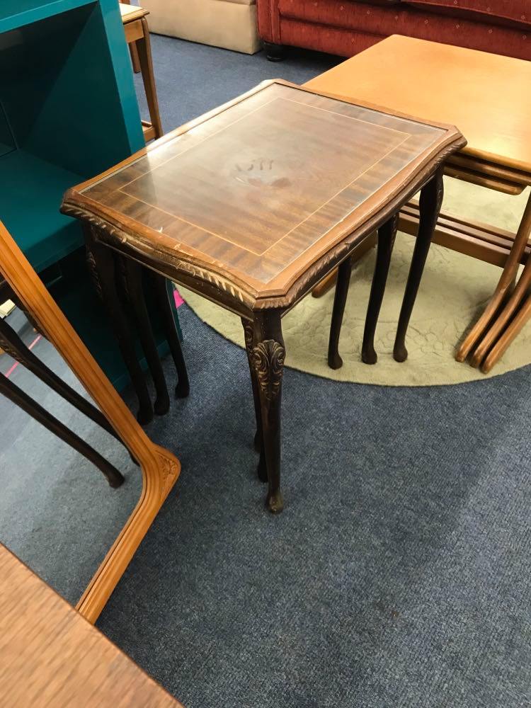 Nest of tables with glass inlays